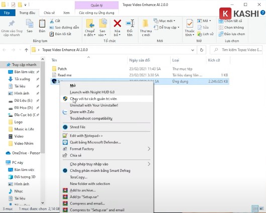 Chạy file cài đặt Topaz Video Enhance AI