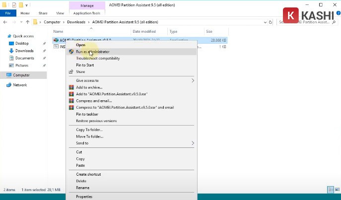 Chạy file cài đặt với quyền Administrator
