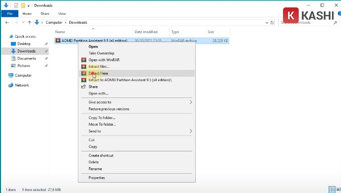 Giải nén file cài đặt