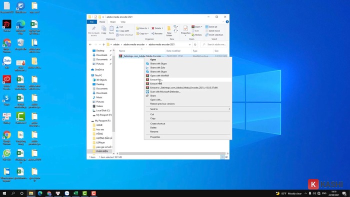 Giải nén file cài đặt