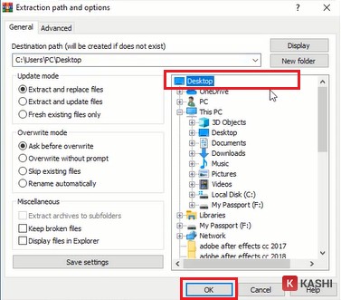 Chọn Desktop và OK