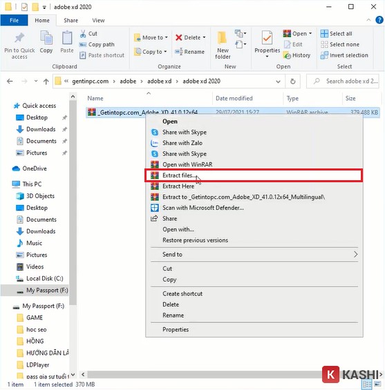 Giải nén file cài đặt