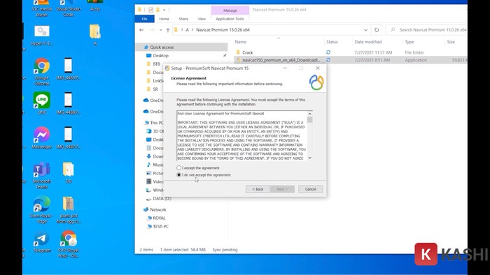 Chọn “I accept the agreement”, rồi bấm “Next”.