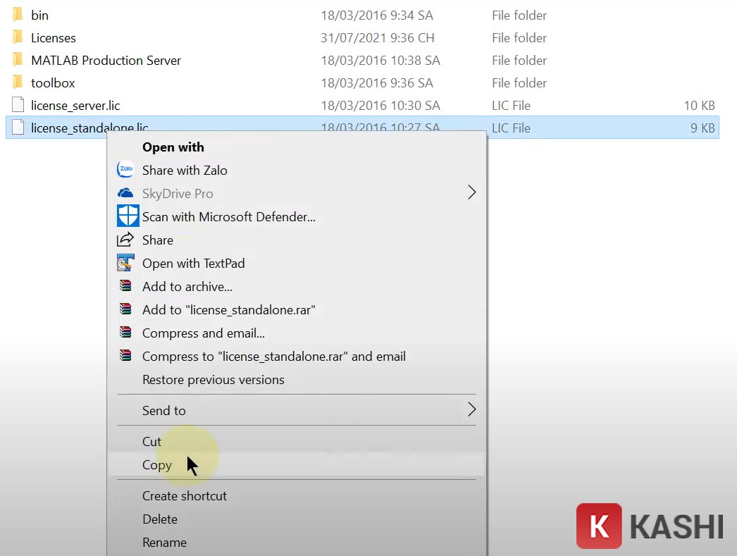 Copy thư mục “License_standalone.lic” và dán vào thư mục mới “Licenses”.