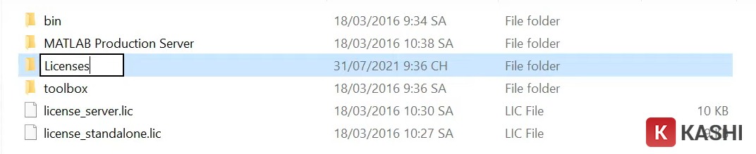 Tạo thư mục mới “Licenses”