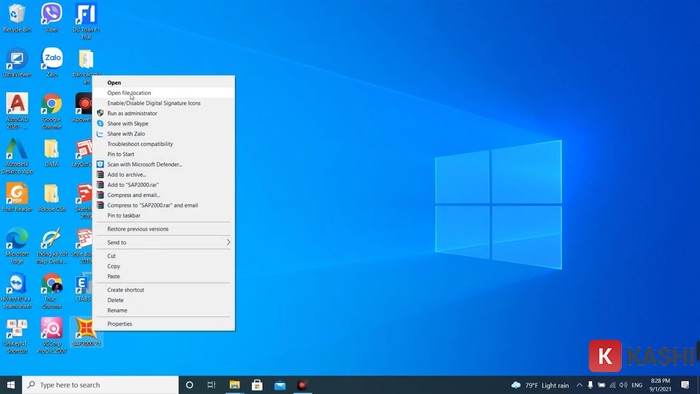 Nháy chuột phải vào file  Open file location