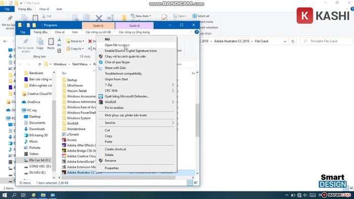 Mở thư mục cài đặt