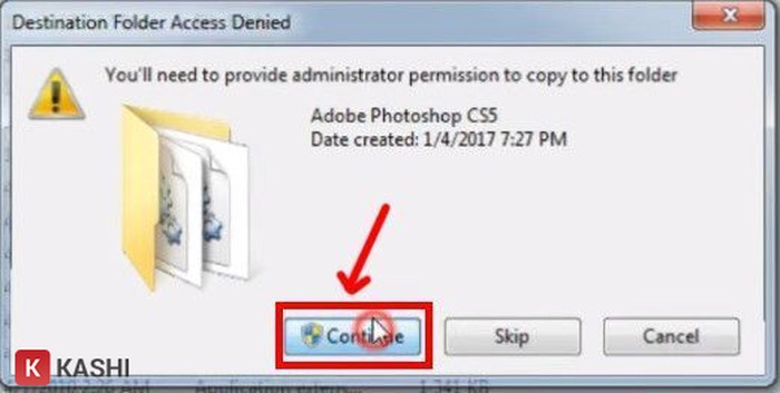 Nhấn “continue” để thay thế.
