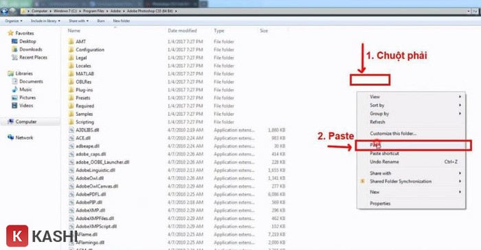 Thực hiện dán file