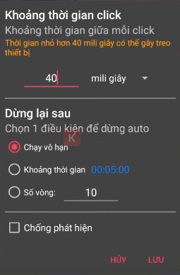 Cài đặt mini giây