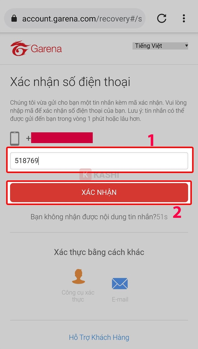 Nhập mã xác thực
