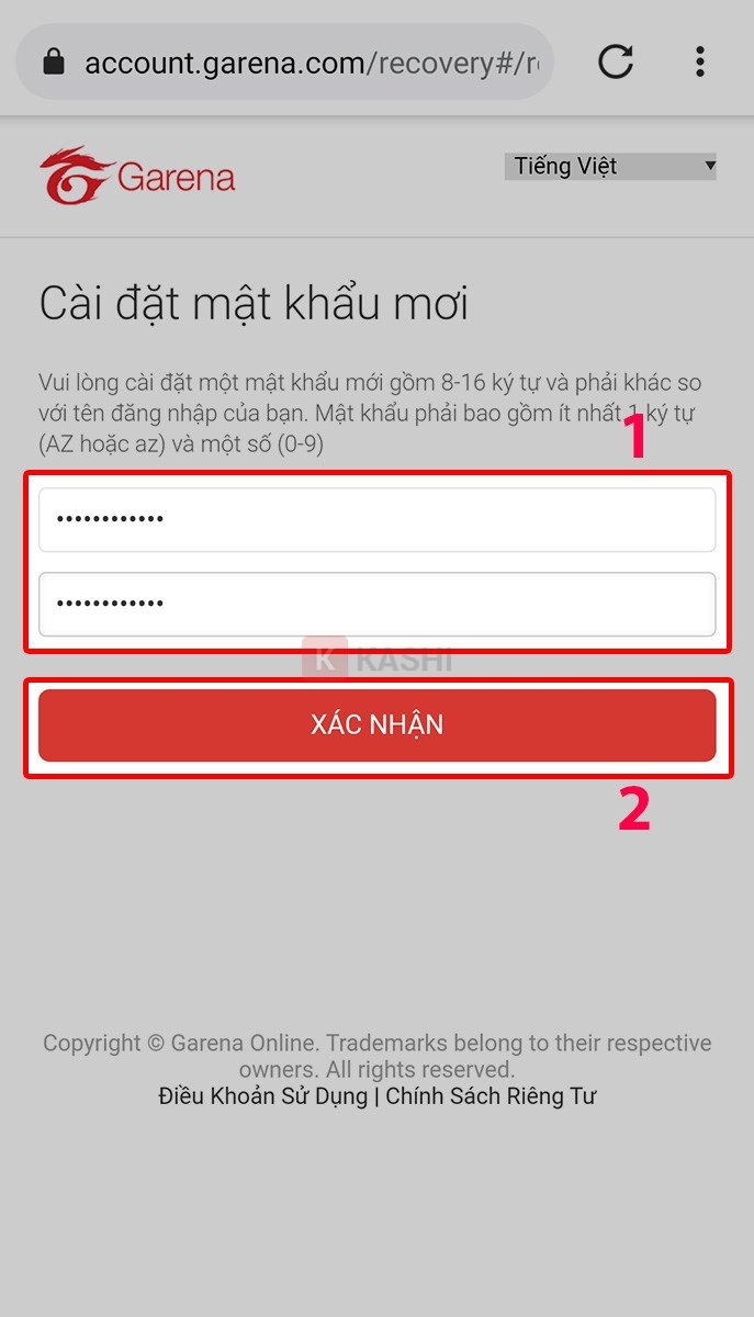 Nhập mật khẩu mới