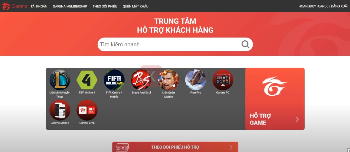 Chọn "Hỗ trợ game"