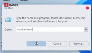 Mở services.msc