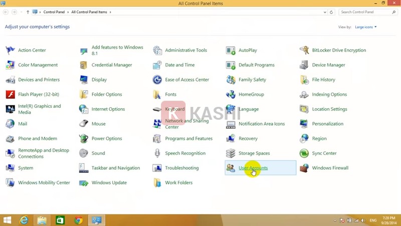Chọn "user account"