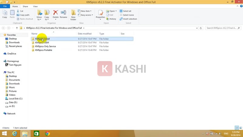 Chọn "KM Spico Install"