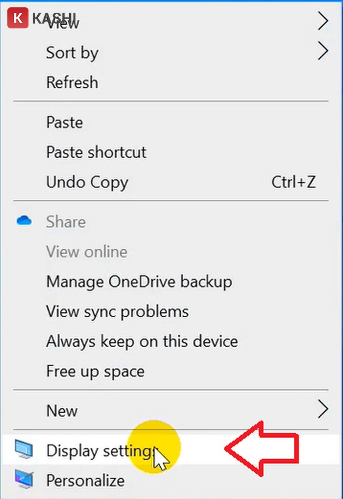 "Desktop" -> Chọn "Display Settings".