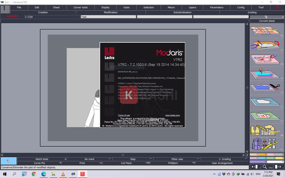 Giao diện phần mềm Lectra Modaris v7r2