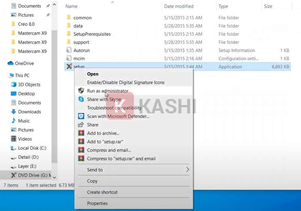 Chạy file "Setup" với quyền admin