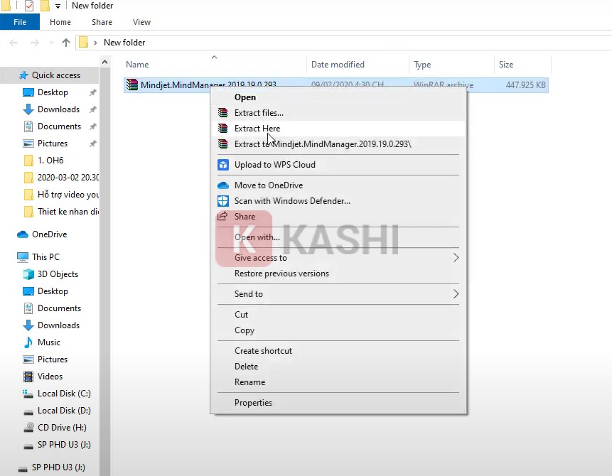 Thực hiện giải nén