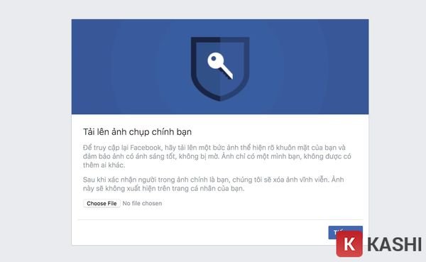 Câu hỏi 3: Mở khóa facebook khi bị yêu cầu tải lên ảnh chụp chính bạn