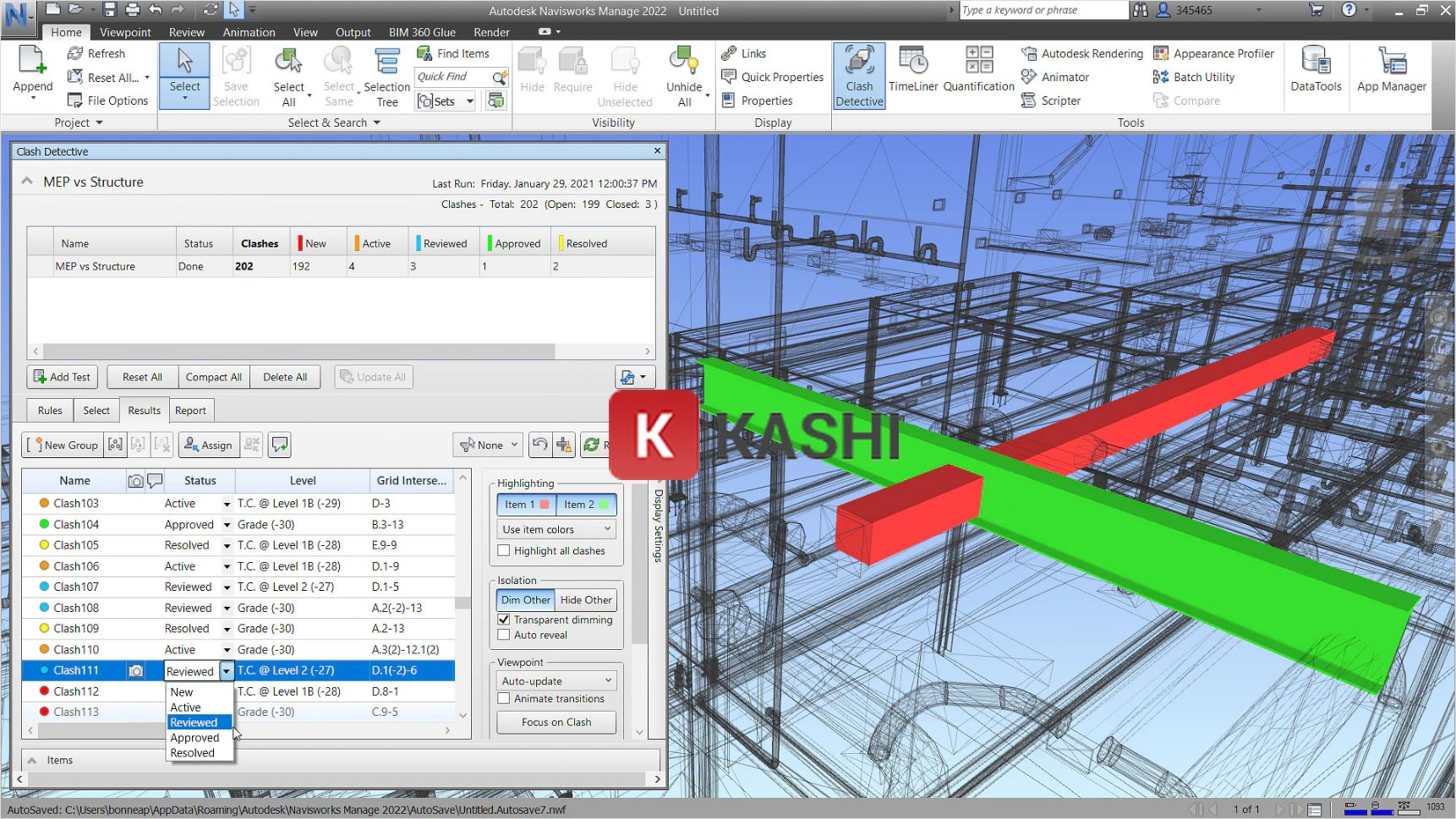 Giao diện phần mềm Navisworks Manage 2022