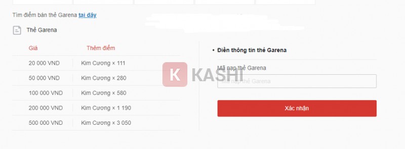Nạp thẻ Garena