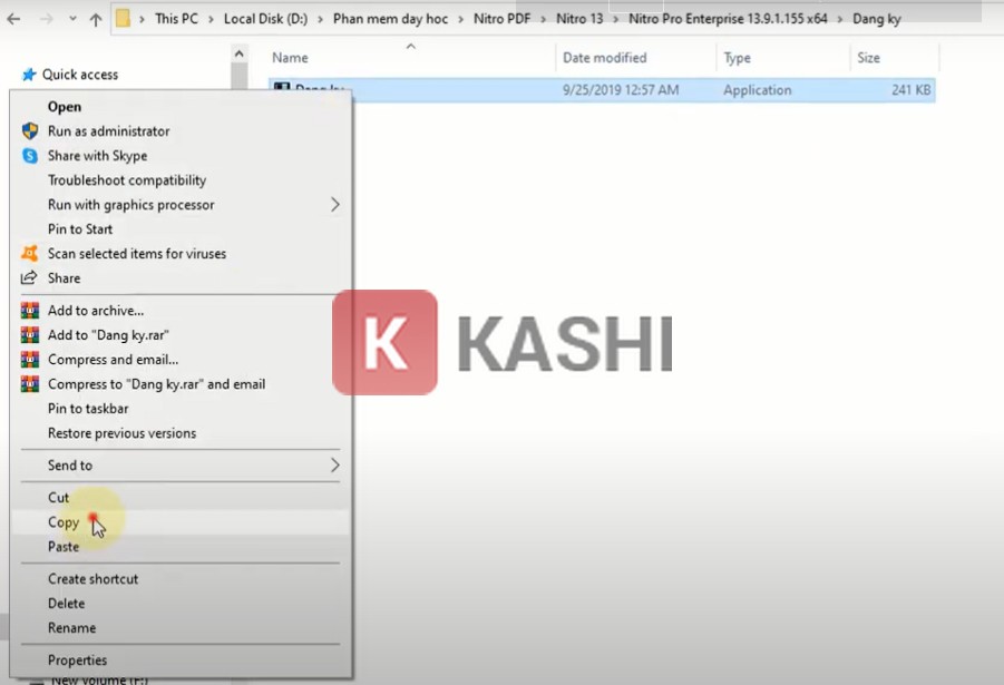 Sao chép file kích hoạt
