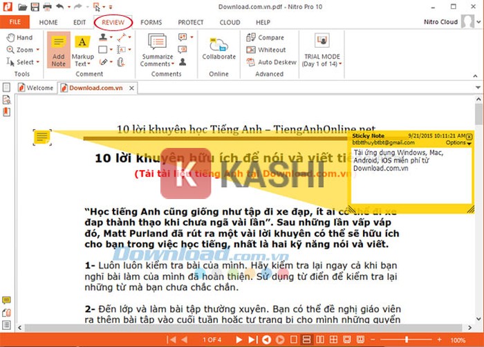 Tính năng cộng tác và đánh giá