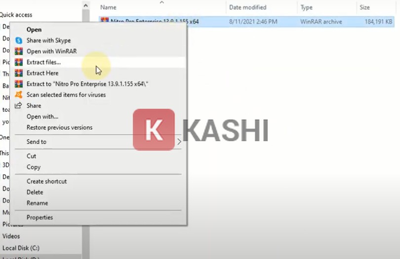 Giải nén file cài đặt