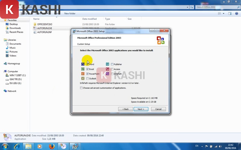 Chọn ứng dụng cài đặt