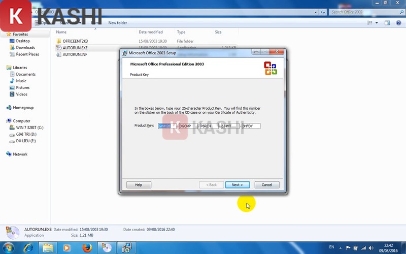 Chọn phiên bản Office 2003