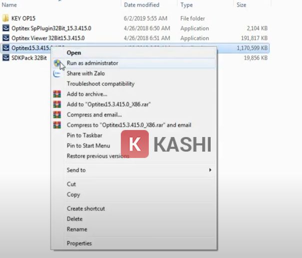 Chạy file "Optitex 15" với quyền admin