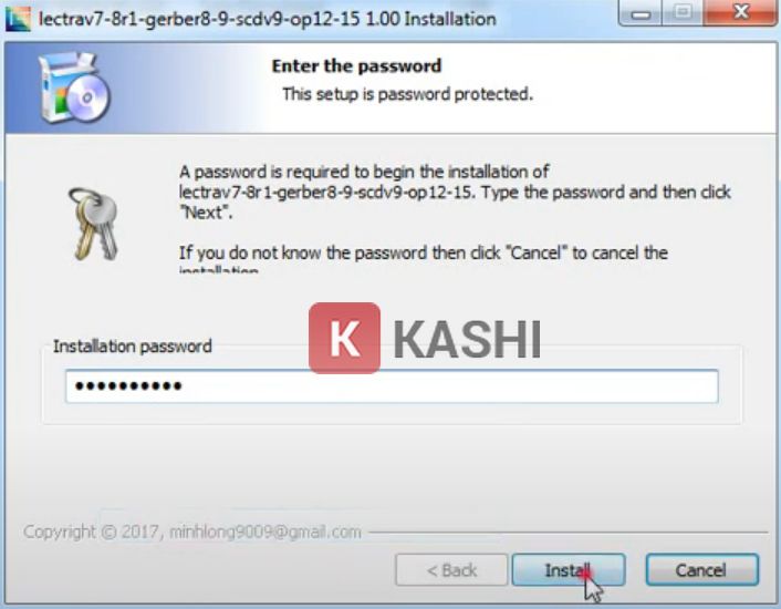 Nhập pass và nhấn "Install"