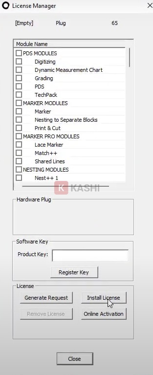 Nhấn vào "Install License"