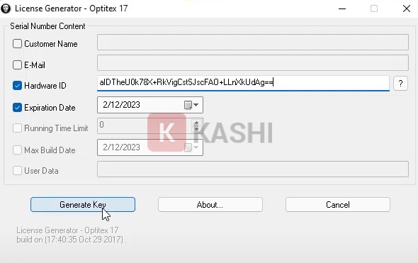 Nhấn "Generate Key".