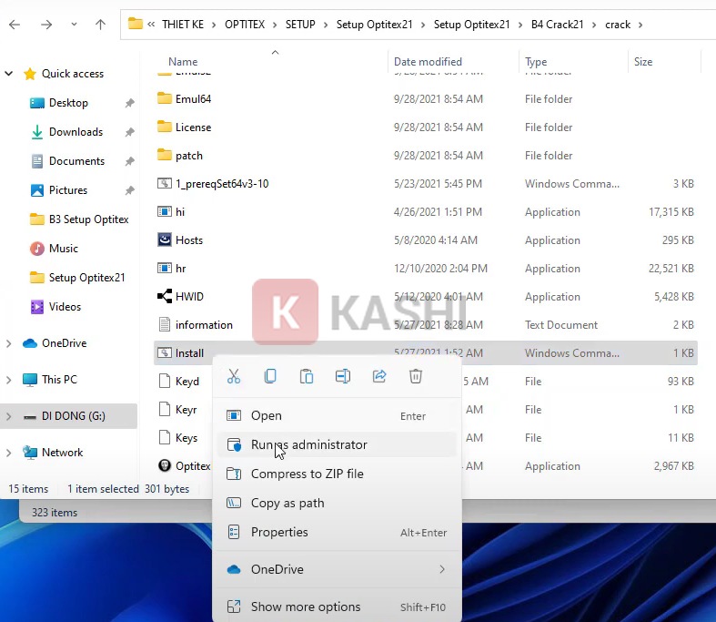 Chạy "Install" với quyền admin
