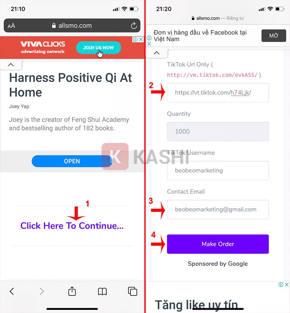 Nhập link video và email