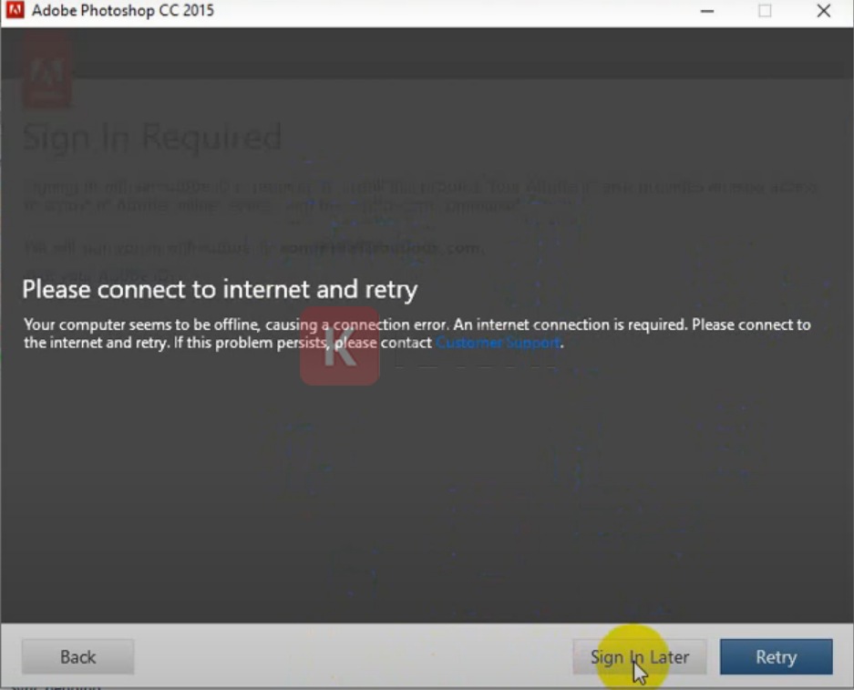 Chọn "Sign In Later"