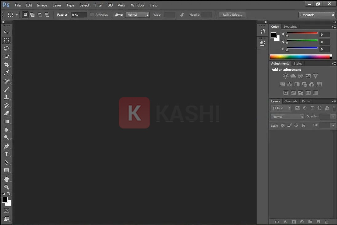 Giao diện phần mềm Photoshop 2015