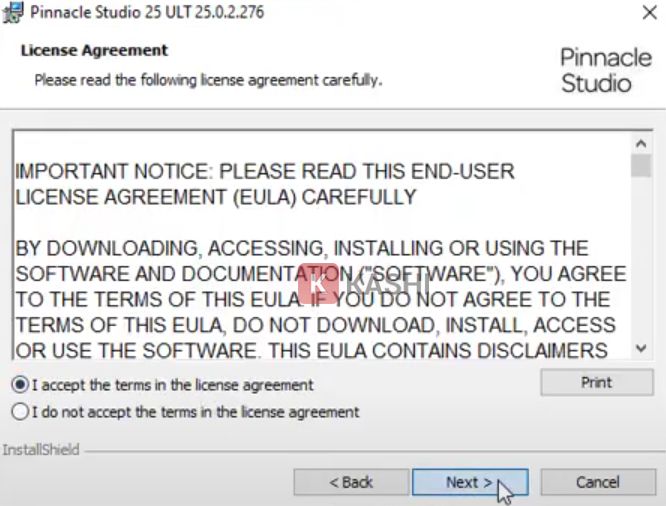 Tick vào "I accept..." và nhấn "Next"