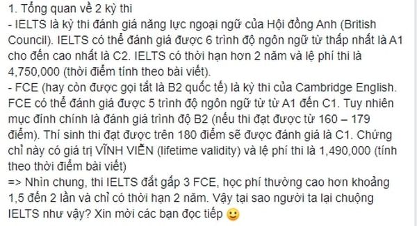 Tổng quan về 2 kỳ thi FCE và IELTS