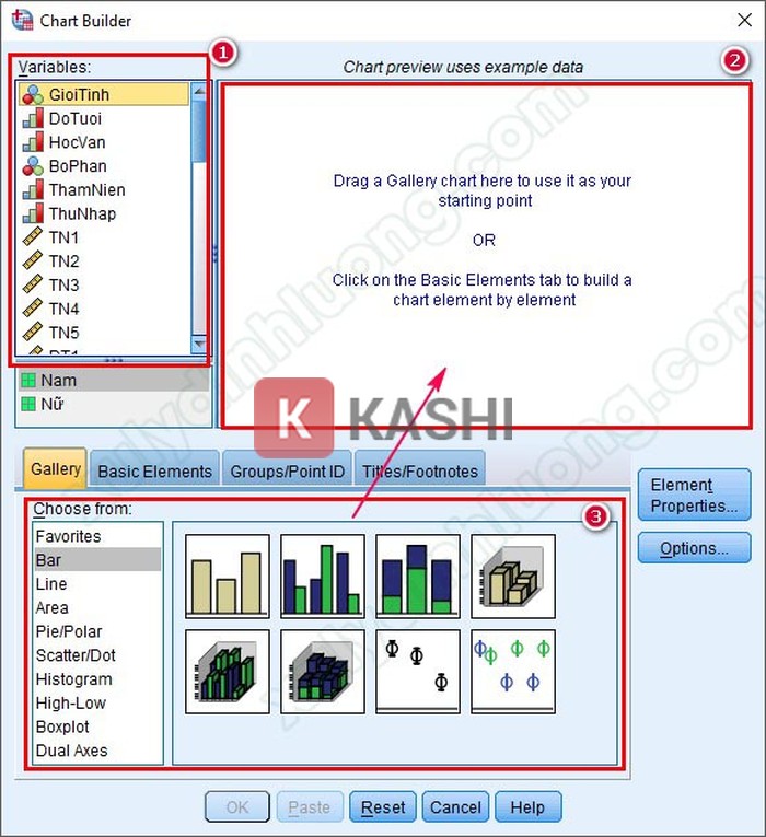 Tạo biểu đồ SPSS 26