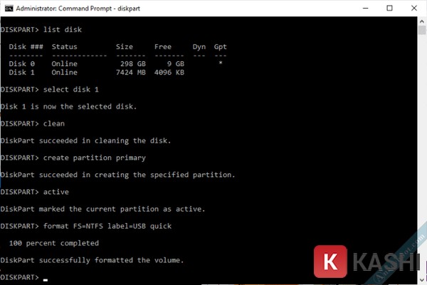 Sử dụng Diskpart