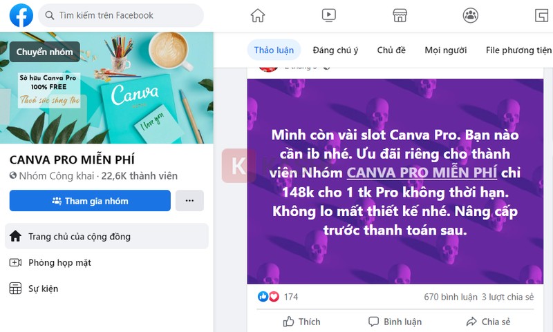 Hội nhóm chia sẻ Canva Pro miễn phí