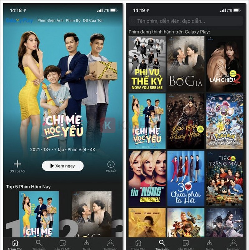 Hình ảnh xem phim trên Galaxy Play