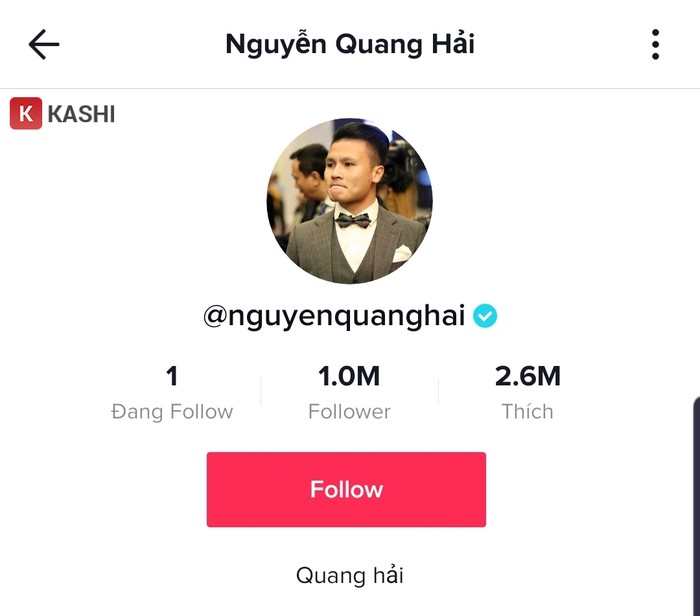 Ví dụ về tài khoản TikTok