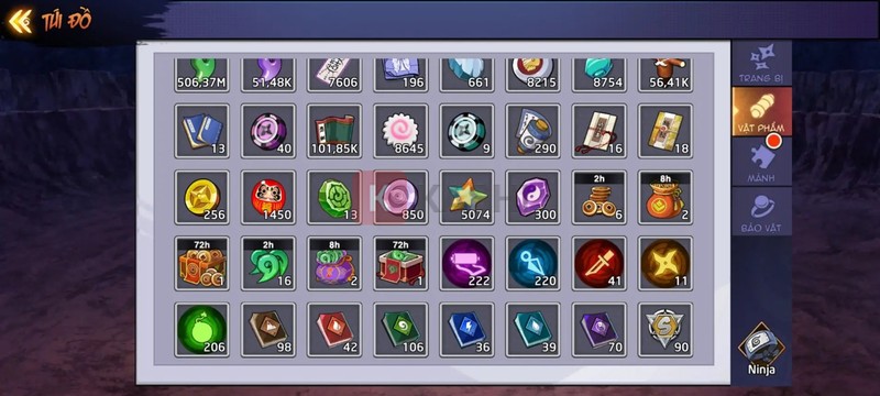 Trang bị trong game Huyền Thoại Nhẫn Giả