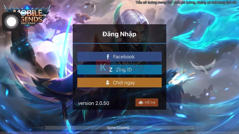 Đăng nhập Mobile Legends bằng Zing ID