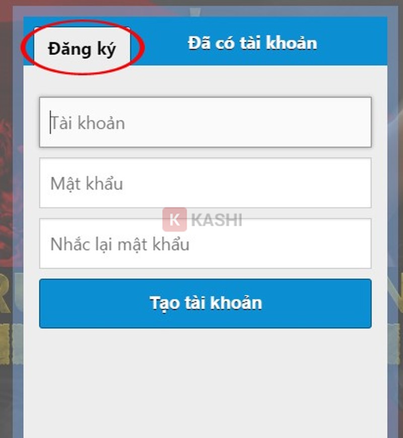 "Đăng ký"và tiến hành nhập các thông tin cần thiết để đăng ký và chọn "Tạo tài khoản".